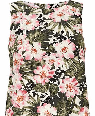 Dorothy Perkins Womens Tall Tropic Zip Back Shell Top- Green