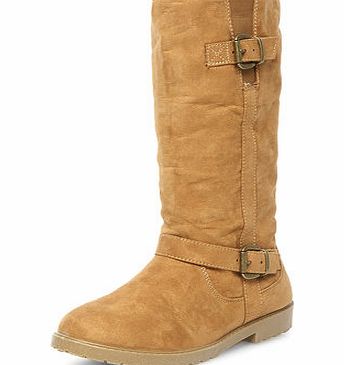 Dorothy Perkins Womens tan faux fur buckle boots- Tan DP19880853