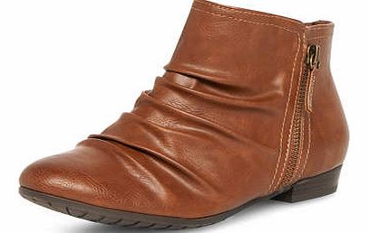 Dorothy Perkins Womens Tan ruched ankle boots- Tan DP22237250