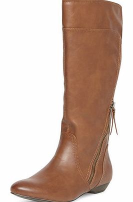 Womens Tan ruched knee high boots- Tan DP22253950