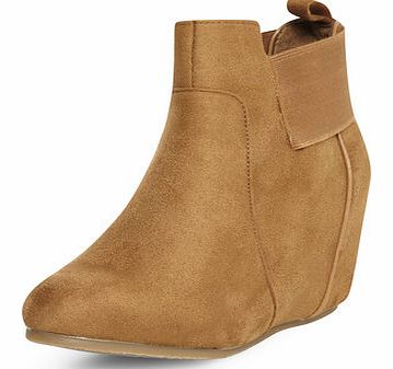 Dorothy Perkins Womens Tan suedette gusset wedge boots- Tan