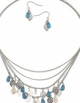 Dorothy Perkins Womens Tassel Leaf Jewellery Set- Blue DP49815899