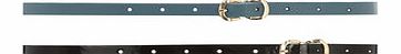 Dorothy Perkins Womens Teal and Black 2 per pack belts- Blue