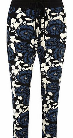Dorothy Perkins Womens Teal and black crepe joggers- Blue