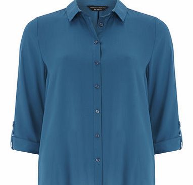 Dorothy Perkins Womens Teal Blue Rollsleeve Shirt- Teal DP05481728