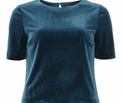 Dorothy Perkins Womens Teal Blue Velvet Tee- Blue DP05470428