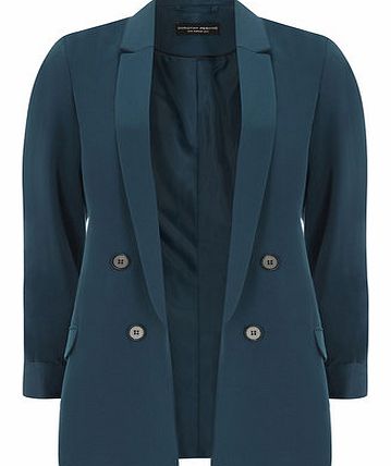 Dorothy Perkins Womens Teal Double Breasted Blazer- Teal