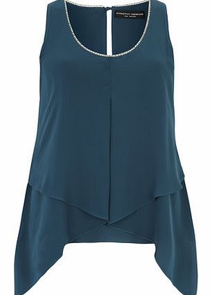 Dorothy Perkins Womens Teal Embellished Layered Top- Blue