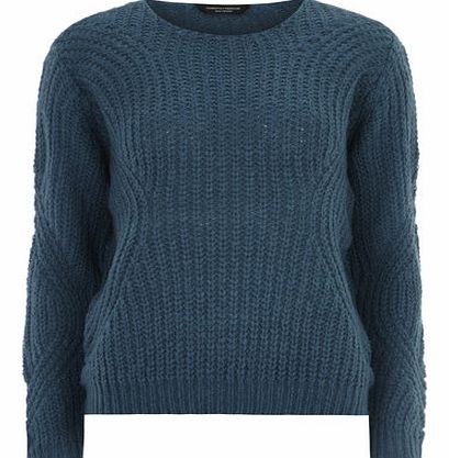 Dorothy Perkins Womens Teal Engineered Knit Jumper- Teal