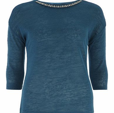 Dorothy Perkins Womens Teal Necklace Jersey Knit- Teal DP56388750