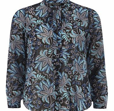 Dorothy Perkins Womens Teal Paisley Print Pussybow Blouse- Blue