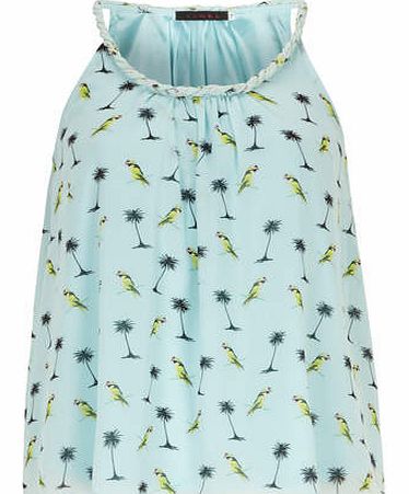 Dorothy Perkins Womens Tenki Bird And Tree Print Top- Green