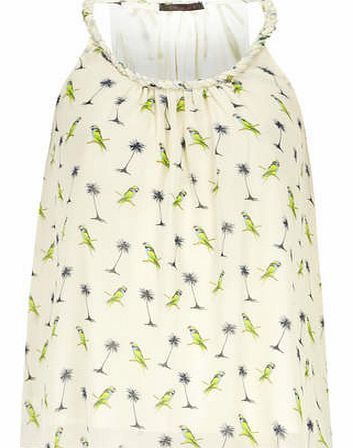 Dorothy Perkins Womens Tenki Bird And Tree Print Top- White