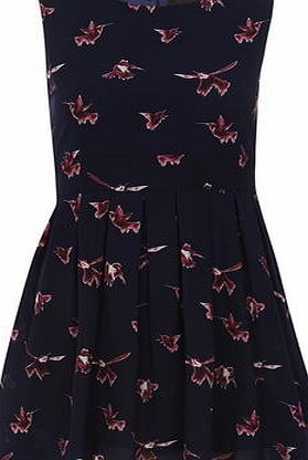 Dorothy Perkins Womens Tenki Blue Bird Print Dress- Blue