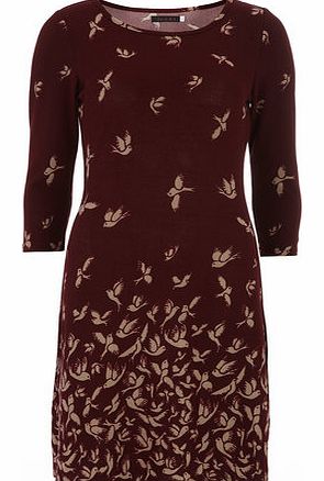 Dorothy Perkins Womens Tenki Maroon Bird Print Tunic- Red