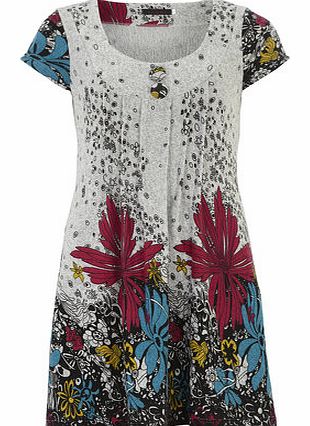 Womens Tenki Maroon Flower Print Tunic- Red