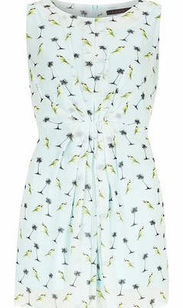 Womens Tenki Mint Chiffon Print Dress- Green