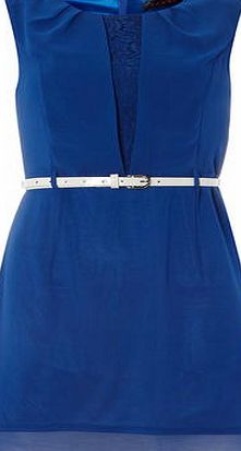 Dorothy Perkins Womens Tenki Royal Blue Chiffon Dress- Blue