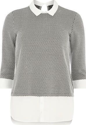 Dorothy Perkins, 1134[^]262015000707424 Womens Textured 2 in 1 Jersey Top- Black