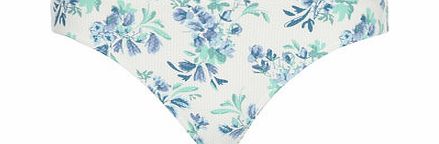 Dorothy Perkins Womens Textured Floral Bikini Bottoms- White