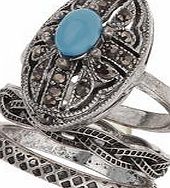 Dorothy Perkins Womens Three Pack Turquoise Ring- Blue DP49815933