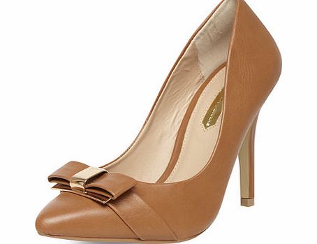 Dorothy Perkins Womens Toffee brown bow detail point court
