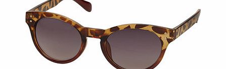 Dorothy Perkins Womens Tort Shoreditch Round Sunglasses- Brown