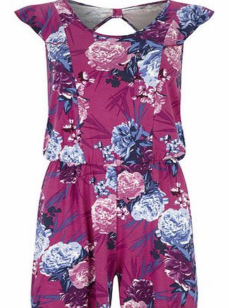 Womens Tropical Bow Back Playsuit- Pink DP56386350