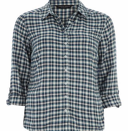 Dorothy Perkins Womens Turquoise Check Shirt- Blue DP67189819