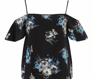 Dorothy Perkins Womens Turquoise Cold Shoulder Top- Blue
