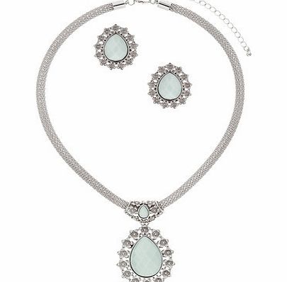 Womens Turquoise Drop Jewellery Set- Blue