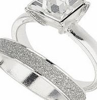 Dorothy Perkins Womens Two Band Glitter Ring- Clear DP49815506