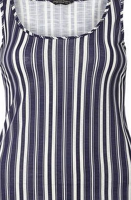 Dorothy Perkins Womens Vertical Stripe V Scoop Top- Navy