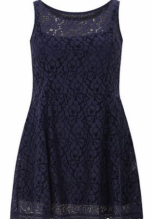 Dorothy Perkins Womens Voulez Vous Navy Lace Swing Dress- Blue