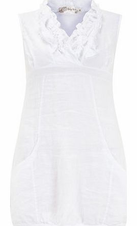 Dorothy Perkins Womens Voulez Vous White Linen Ruffle Neck