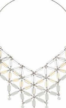 Dorothy Perkins Womens White Beaded Drape Necklace- White