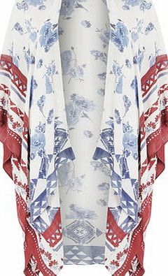 Dorothy Perkins Womens White Floral Aztec Wrap- White DP11157901