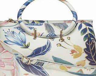Dorothy Perkins Womens White floral loop handle tote bag- Fl