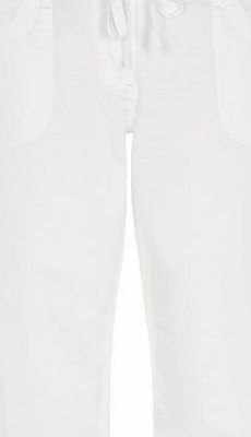 Dorothy Perkins Womens White Fly Front cotton Cropped Trousers-