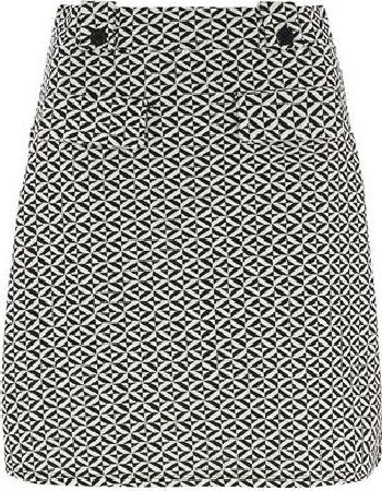 Dorothy Perkins, 1134[^]262015000709227 Womens White Geo Print Aline Mini Skirt- Black