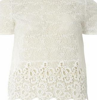Dorothy Perkins Womens White Guipure Lace Tee- White DP05556520