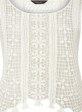 Dorothy Perkins Womens White knitted crochet vest- White