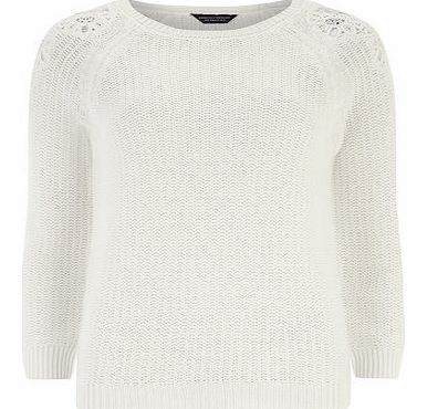 Dorothy Perkins Womens White Lace Shoulder Jumper- White