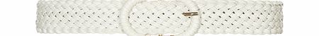 Dorothy Perkins Womens White Plait Buckle Jean Belt- White