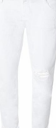 Dorothy Perkins Womens White Ripped Harper Skinny Jeans- White