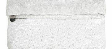 Dorothy Perkins Womens white sequined foldover clutch bag- White