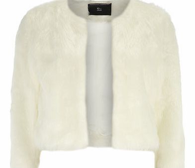 Dorothy Perkins Womens White Short Chubby Faux Fur Coat- White
