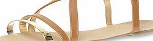 Dorothy Perkins Womens Wide Fit tan cross over flat sandals- Tan