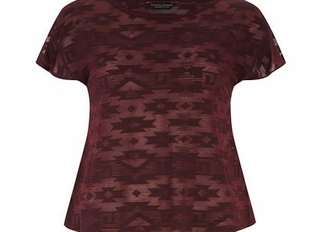 Dorothy Perkins Womens Wine aztec burnout tee- Red DP56390912