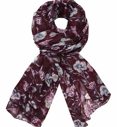 Dorothy Perkins Womens Wine Butterfly Paisley Chiffon Scarf- Red